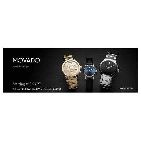 Up To 81% Off + Extra 12% Off On Movado Watches At Ashford