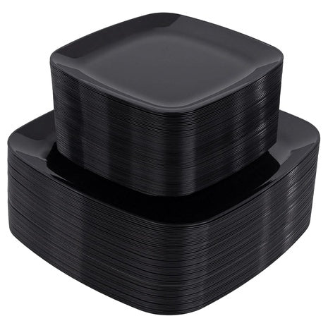 100 Black Square Disposable Plates
