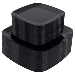 100 Black Square Disposable Plates