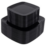 100-Piece Disposable Black Square Plastic Plates