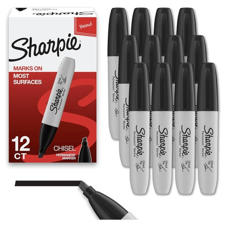 12-Count Sharpie Chisel Tip Permanent Markers