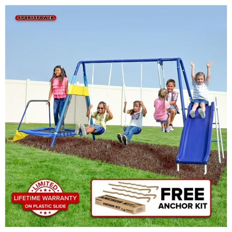 Sportspower Almansor Metal Swing Set With Glide Ride
