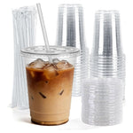 500 12oz Clear Plastic Cups with Lids and Straws