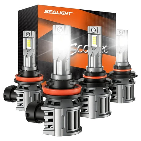 4-Piece SEALIGHT 9005 H11 LED Bulbs