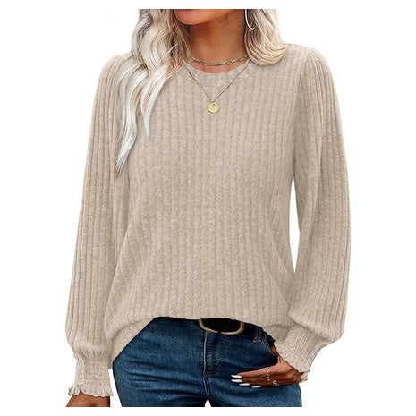 Women's Ribbed Shirred Cuff Sweater (6 Colors)