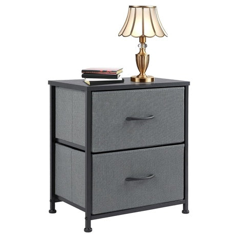 Fabric Nightstand with 2 Storage Drawers