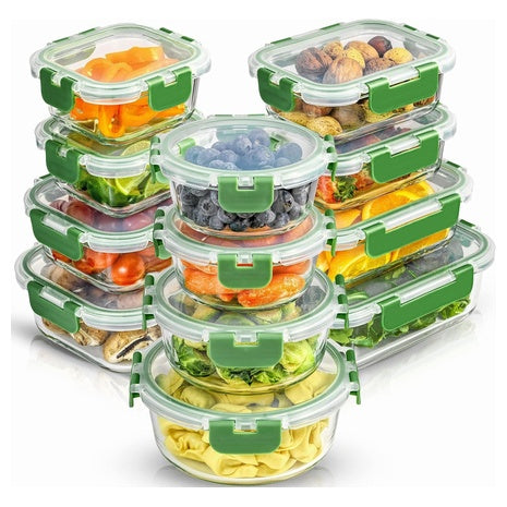 24 Piece Airtight Glass Storage Containers with Lids