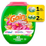 Gain Super Sized Flings Laundry Detergent Pacs with Hibiscus Hula Scent, 45 Count