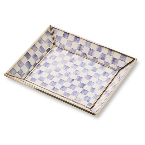 Violet Check Small Glass Tray