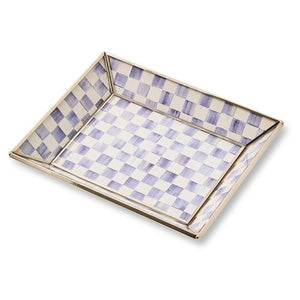 Violet Check Small Glass Tray