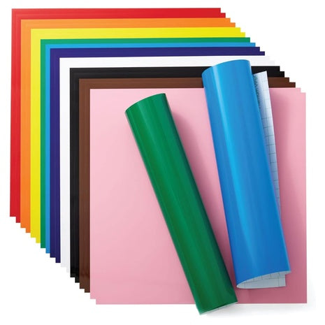 20 Rainbow Adhesive Vinyl Sheets (12x12")
