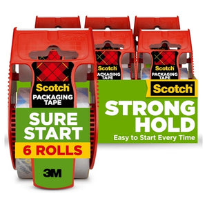 6 Rolls of Scotch Sure Start Shipping & Packing Tape