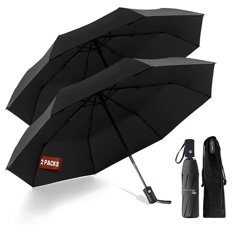 2-Pack SY COMPACT Travel Windproof Automatic Umbrella