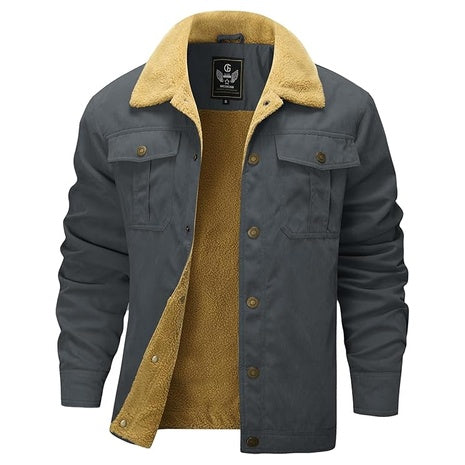 Flygo Men's Winter Sherpa Lined Fleece Trucker Jacket
