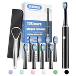 Electric Toothbrush with Tongue Scraper & 8 Brush Heads