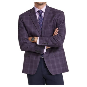Michael Kors Men's Classic Fit Burgundy Plaid Sport Coat