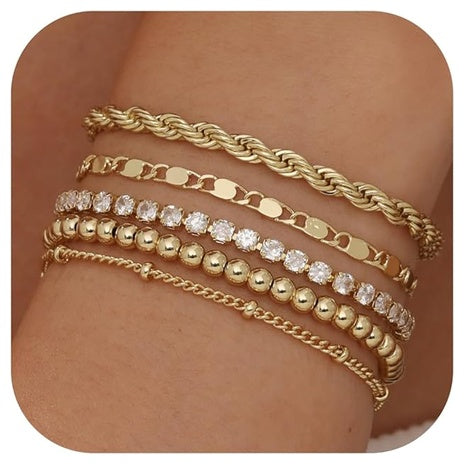 16K Gold Plated Chunky Layered Bracelets