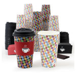 100 Paper Coffee Cups with Lids & Sleeves