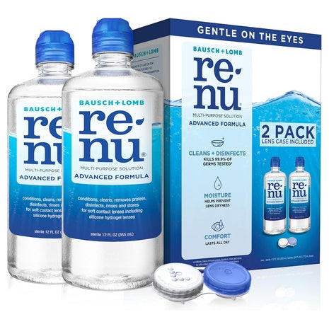 2 Bottles Renu Contact Lens Solution With Case