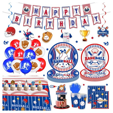 161-Piece Baseball Birthday Party Decorations