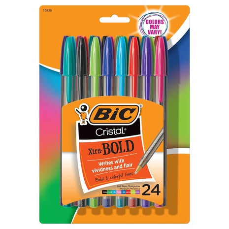 24 BIC Cristal Xtra Bold Ballpoint Pens