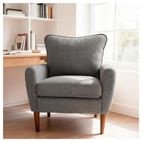 Mid-Century Upholstered Accent Chair with Pillow (2 Colors)