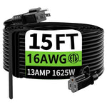 15ft Heavy Duty Waterproof Outdoor Extension Cord