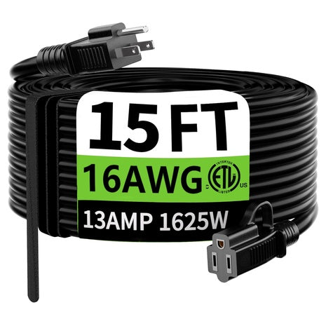 15ft Heavy Duty Waterproof Outdoor Extension Cord
