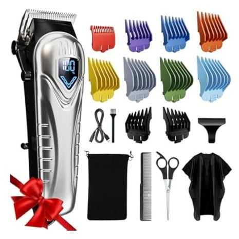 Unisex Professional Cordless Low Noise Hair Clippers Kit W/ 10 Color Comb