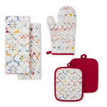 Mainstays Ogee Tile Kitchen Towel, Pot Holder & Oven Mitt Set
