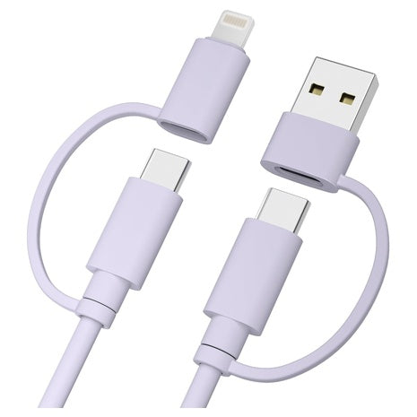4-in-1 6.6' USB-C Charging Cable W/ USB-A/Lightning Adapter