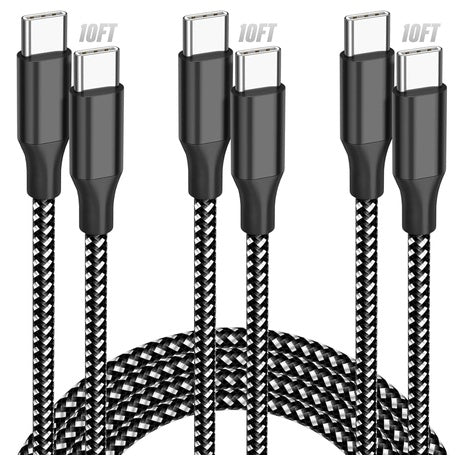 3-Pack 10-Ft USB-C Fast Charging Cables