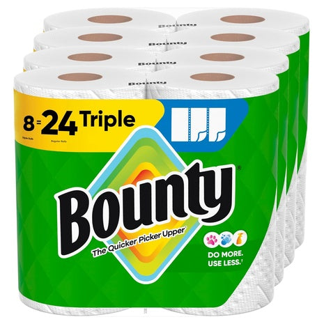 8 Triple Rolls (=24 Reg Rolls) of Bounty Paper Towels