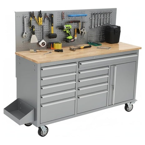 61" Rolling 10 Drawers Garage Workbench Storage Tool Cabinet