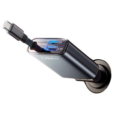 Lisen 57W Fast Car Charger with Retractable USB-C Cable