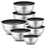7-Piece Mirdinner Mixing Nesting Stainless Steel Bowls Set W/ Lids