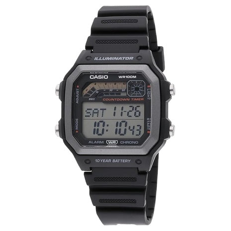 Casio Men's Digital Watch With Black Resin Band