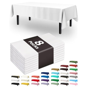 8-Pack 54″x108″ Disposable Plastic Tablecloths