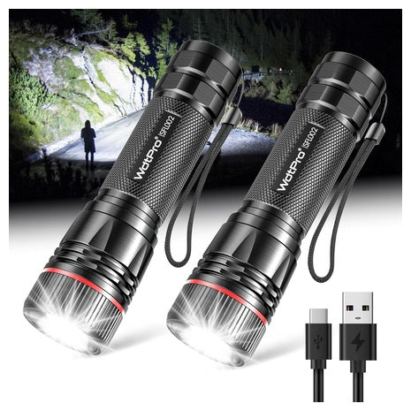 2-Pack WdtPro Rechargeable LED Flashlights (4 Colors)