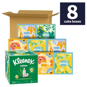 8 Cube Boxes Kleenex Lotion Facial Tissues with Coconut Oil