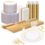 700-Piece Clear & Gold Disposable Dinnerware Set