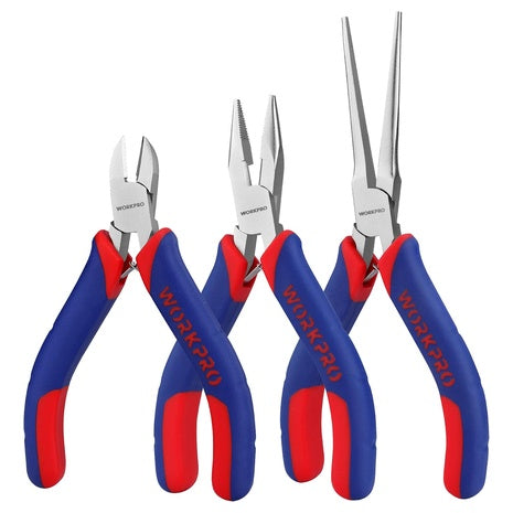 3-Piece Workpro Mini Pliers Set (4", 5", 6")