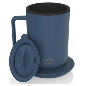 12oz Tzumi Stainless Steel Puree Warming Coffee Mug w/ Mug Warmer Coaster & Lid