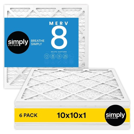 6-Pack Simply Filters 10x10x1 MERV 8 MPR 600 Air Filter