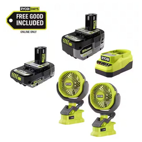 RYOBI ONE+ 18V High Performance Kit + 2-Pack Clamp Fan