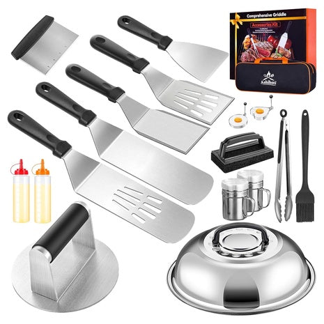 19 Piece Grill Accessories Kit with Burger Press