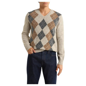 Men's Donegal Argyle V-Neck Sweater