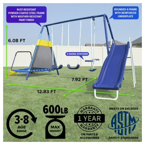 Sportspower Almansor Metal Swing Set With Glide Ride
