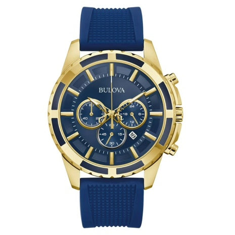 Bulova Men's Blue Silicone Strap Chronograph Sport Watch