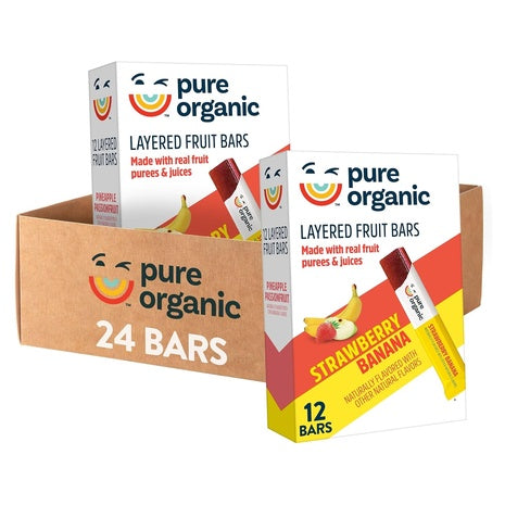 72 Pure Organic Layered Strawberry Banana Fruit Bars